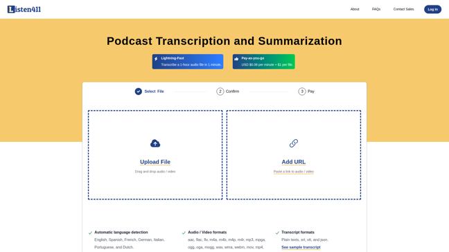 screenshot of Listen411