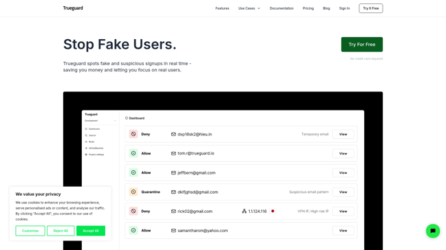 screenshot of Trueguard