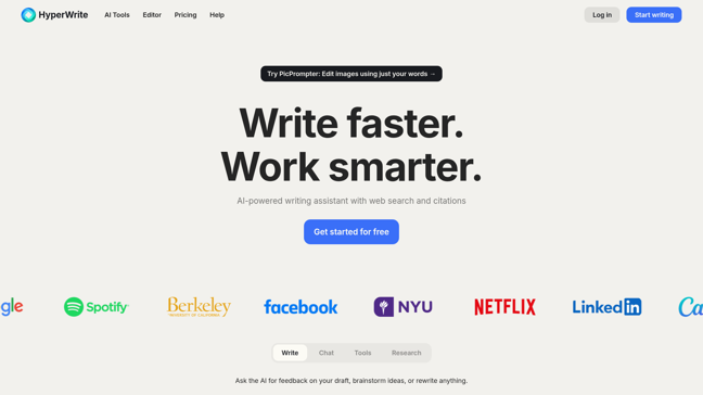 screenshot of HyperWrite