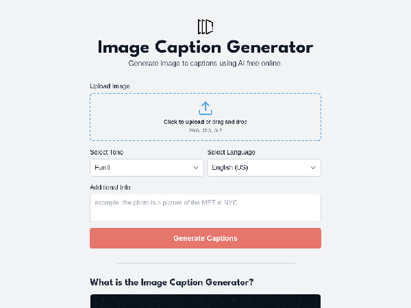 screenshot of ImageCaptionGenerator