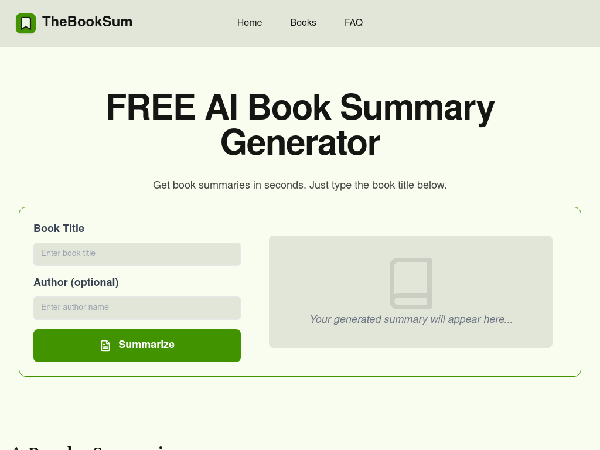 screenshot of TheBookSum