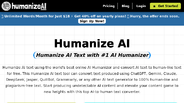 screenshot of Humanize AI