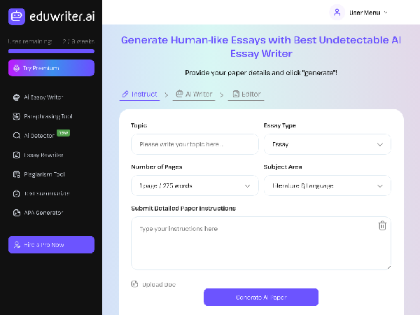 screenshot of EduWriter.AI