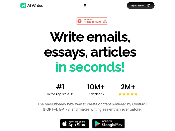 screenshot of AI Writer