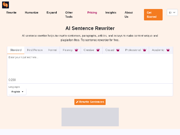 screenshot of SentenceRewriter