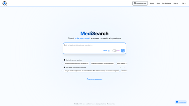 screenshot of MediSearch