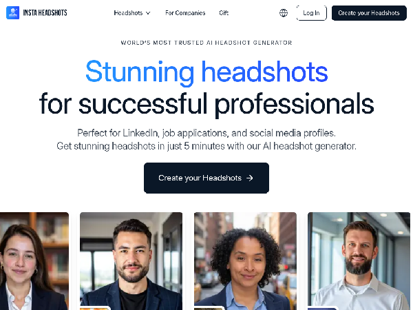 screenshot of InstaHeadshots