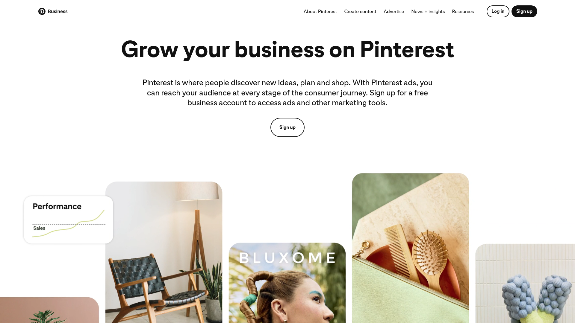 Página principal de Pinterest Business