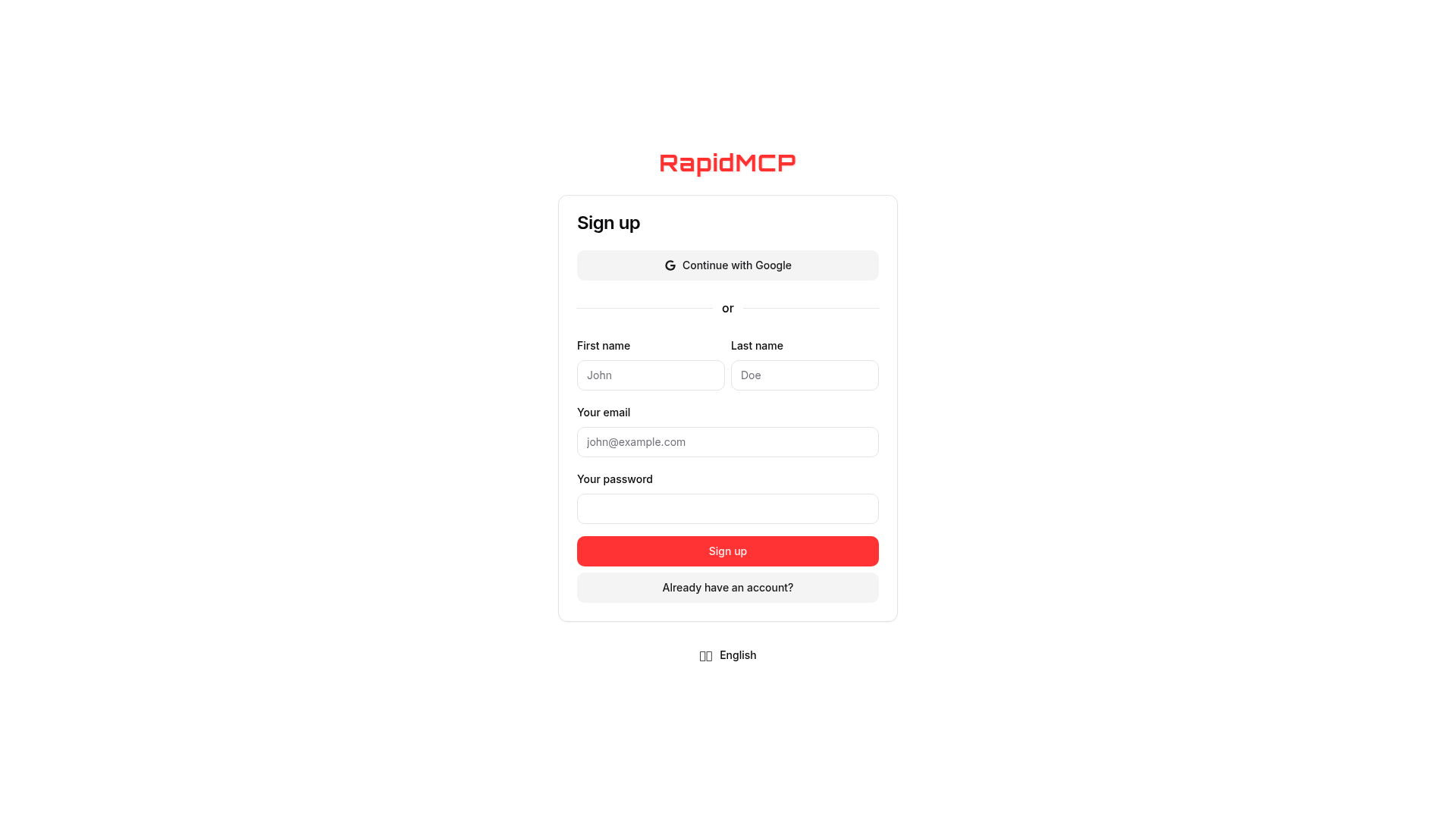 Registro en RapidMCP