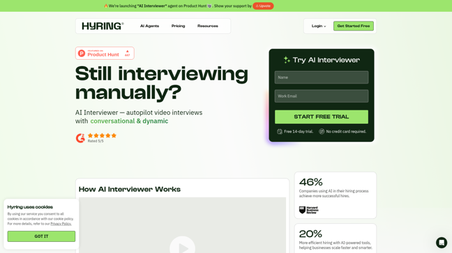 screenshot of Hyring