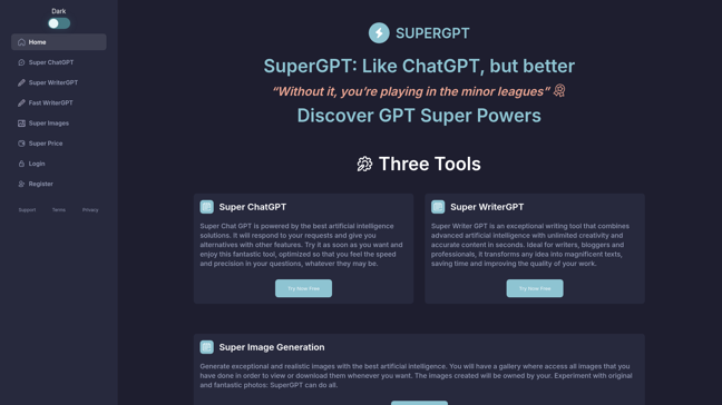 screenshot of SuperGpt