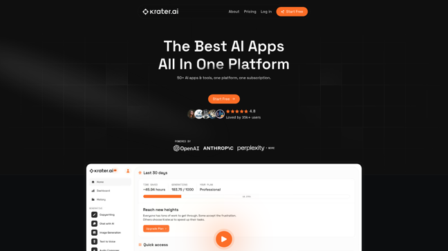 screenshot of KraterAi