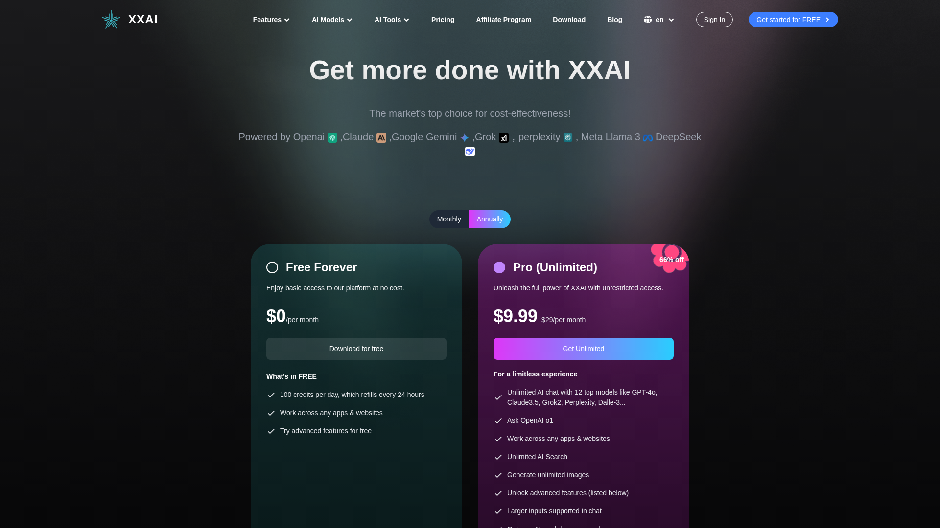 XXAI价格页面截图