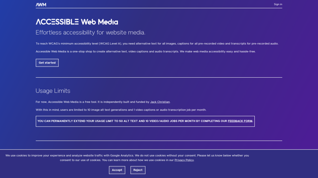 screenshot of AccessibleWebMedia