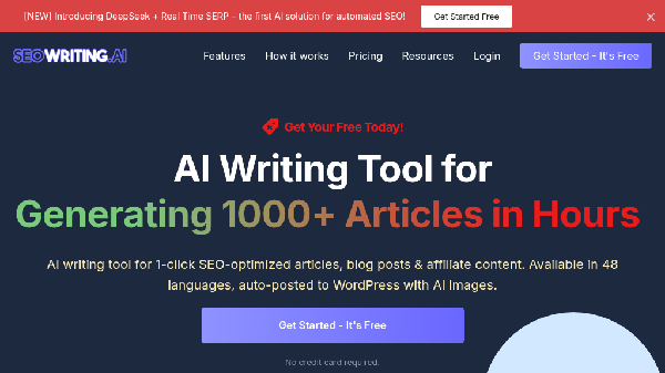 screenshot of SEO Writing AI