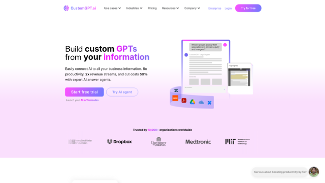 screenshot of CustomGpt