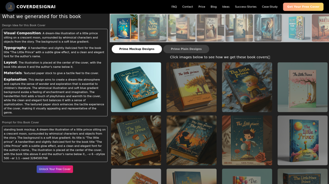 screenshot of CoverDesignAI