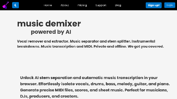 screenshot of FreeMusicDemixer