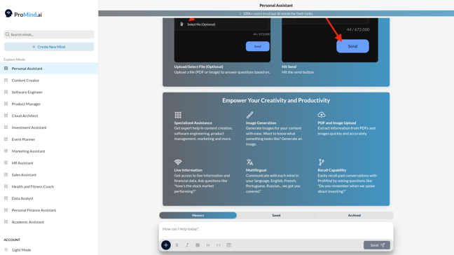 screenshot of ProMind.ai