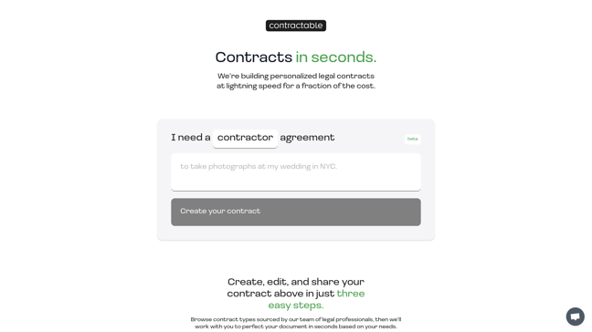 screenshot of Contractable