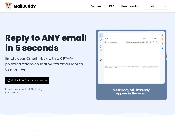 screenshot of MailBuddy