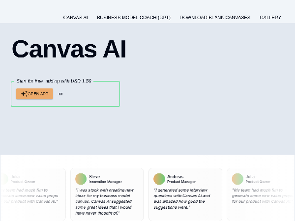 screenshot of Canvas AI