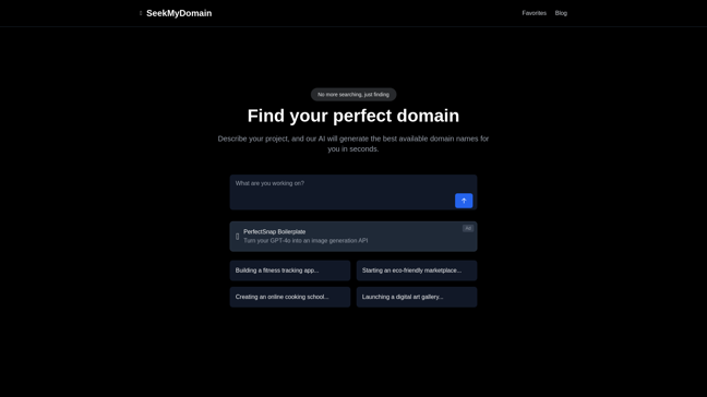 screenshot of SeekMyDomain