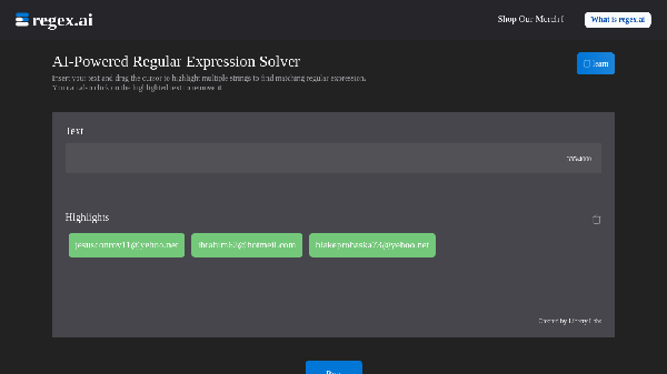 screenshot of Regex.ai