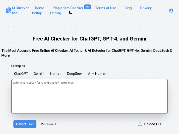 screenshot of AI Checker Tool