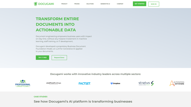 screenshot of Docugami