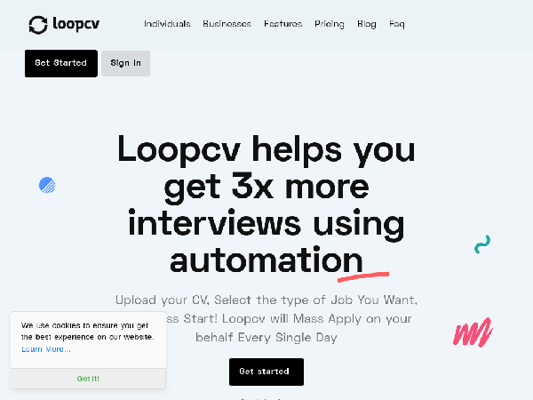 screenshot of LoopCV