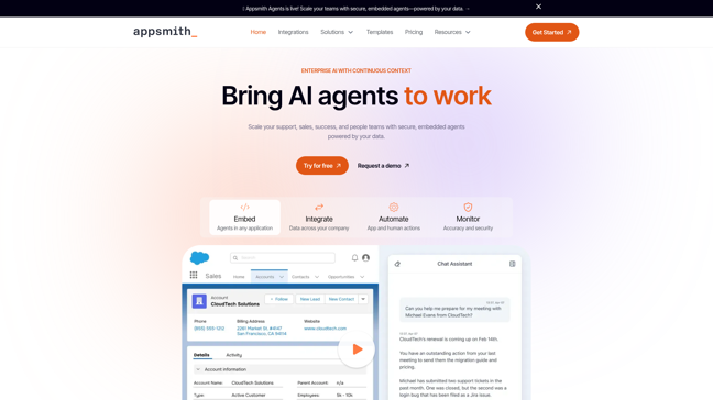 screenshot of Appsmith Agents