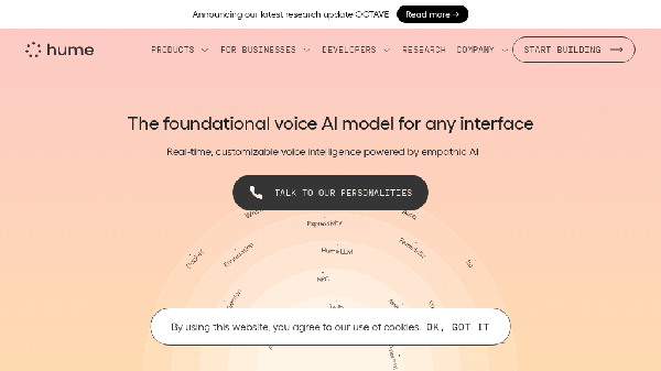 screenshot of Hume AI