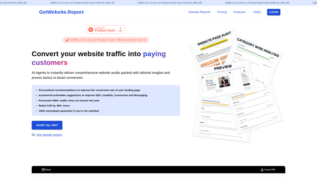 screenshot of GetWebsiteReport