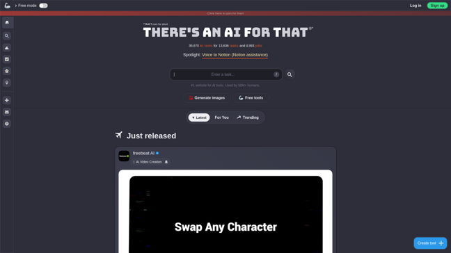 screenshot of TheresanAiForThat