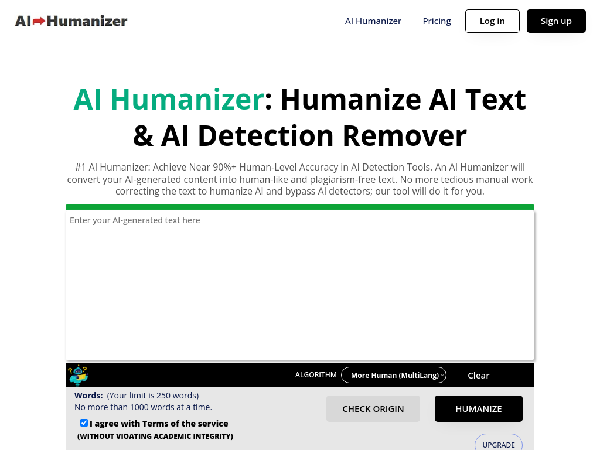 screenshot of AI Humanizer