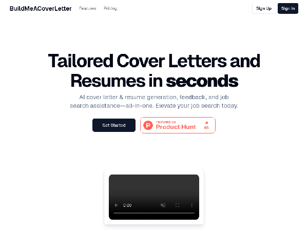 screenshot of BuildMeACoverLetter