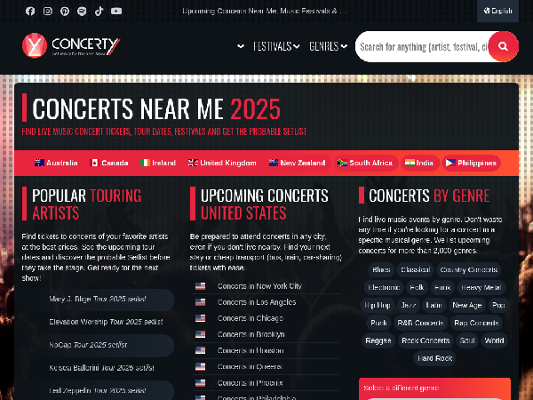 screenshot of Concerty