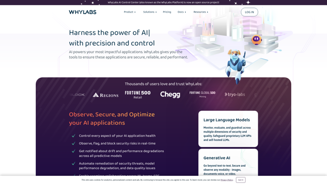 screenshot of WhyLabsAI