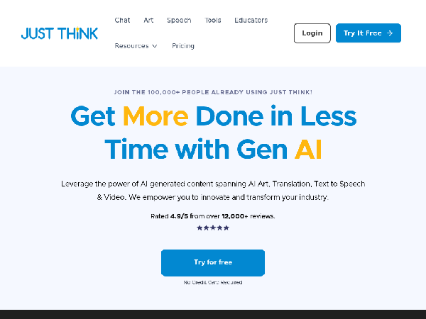 screenshot of JustThink AI