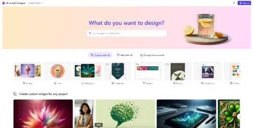 screenshot of Microsoft Designer