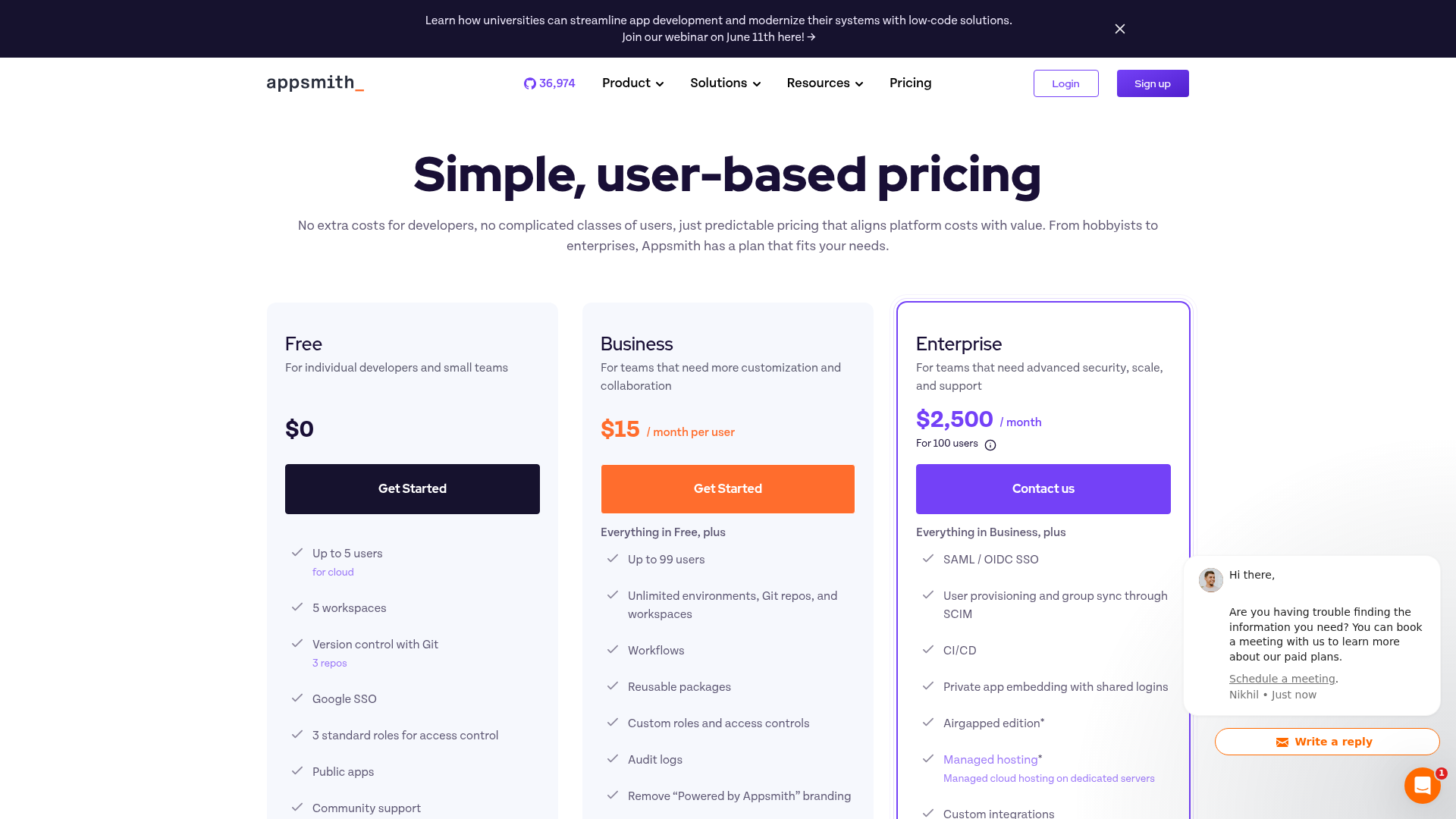 Appsmith Pricing Plans