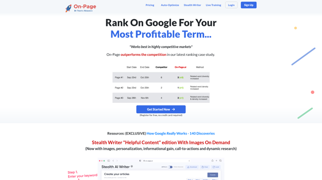 screenshot of OnPage
