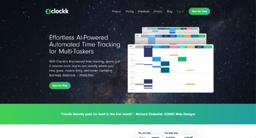 screenshot of Clockk