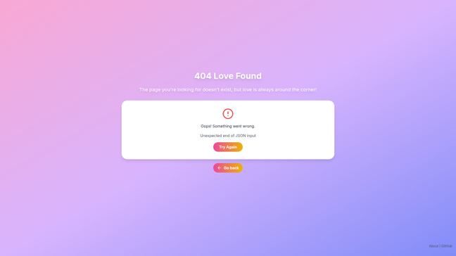 screenshot of 404 Found Love