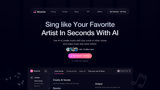 screenshot of Musicfy AI