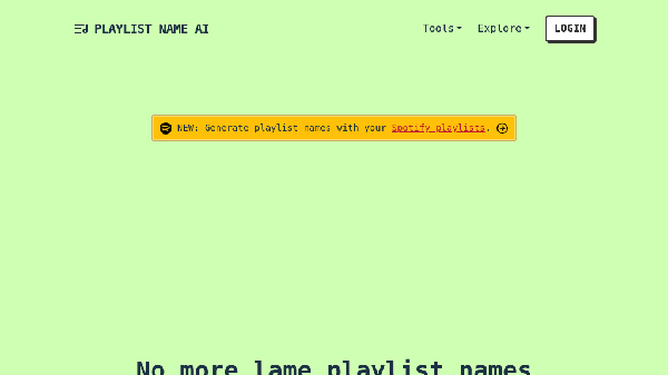 screenshot of Playlist Name AI
