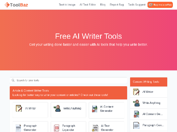 screenshot of ToolBaz