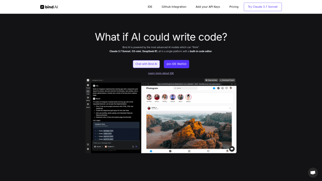 screenshot of Bind AI