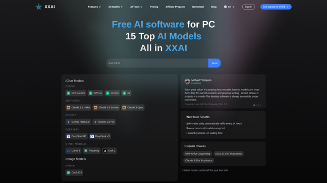 screenshot of XXAI